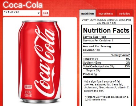 Diet Cola Nutrition Information